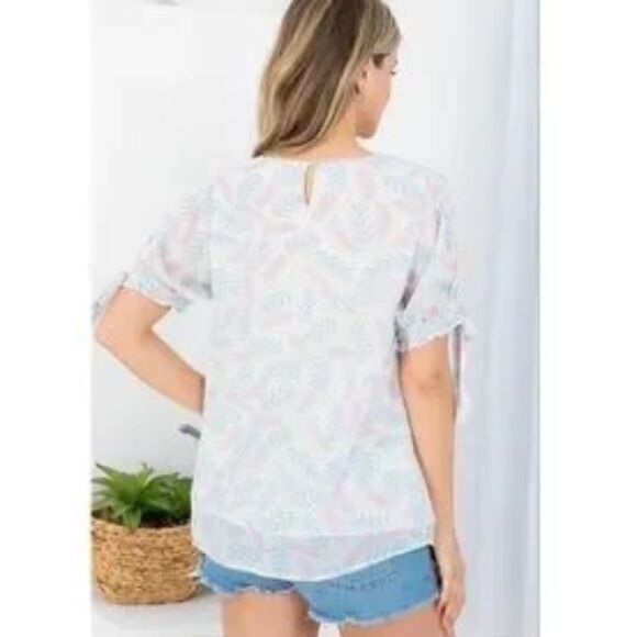 Gorgeous Double Layer Leaf Design Top with Tie Sleeves - Picture 4 of 5